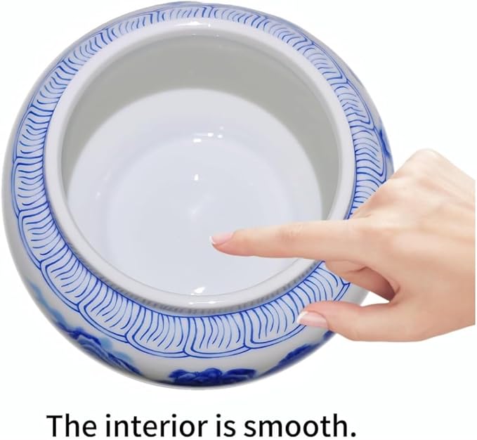 WF Large Ceramic Ginger jar, Chinese Ceramic Canister with Lid, Vintage Blue and White Kitchen Storage Jar, Versatile Container for Pantry Organization Coffee Bar Countertop Display 1000 ML