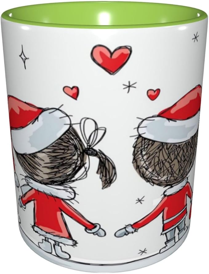 Poppy Flower,Funny Novelty Ceramic Coffee Cups With Handle,Floral Garden Leaves Modern Nature Tea Cup for Office and Home, 11 Oz,Dishwasher Microwave Safe (Green)