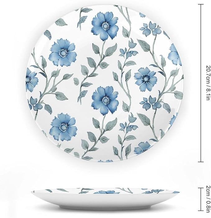 Mughal Flower in Monsoon Ceramic Decorative Plate for Display Display Kitchen Supplies Festival Art Decoration Holiday Party Decorations Personalized Gifts for Men Women Christmas, 6", 7", 9", 10"