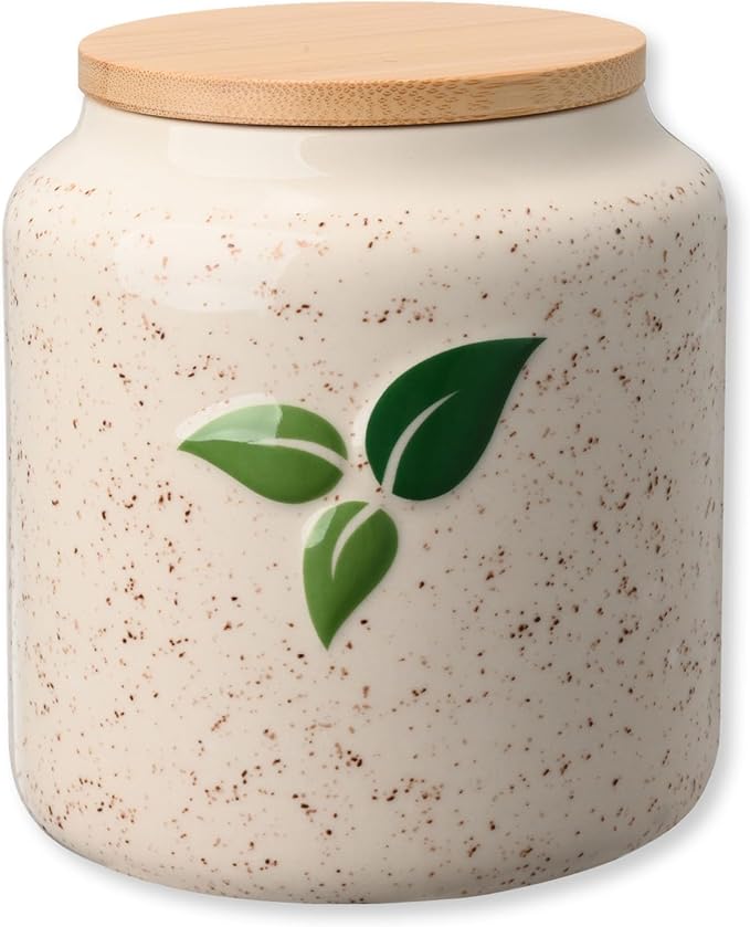 Miicol Ceramic Storage Canister with Airtight Lid, Food Storage Container, Round Tea Canister, Pantry Organizer, Kitchen Storage Jar for Coffee Bean, Flour, Pasta, Sugar, Spices, 20 fl.oz‌