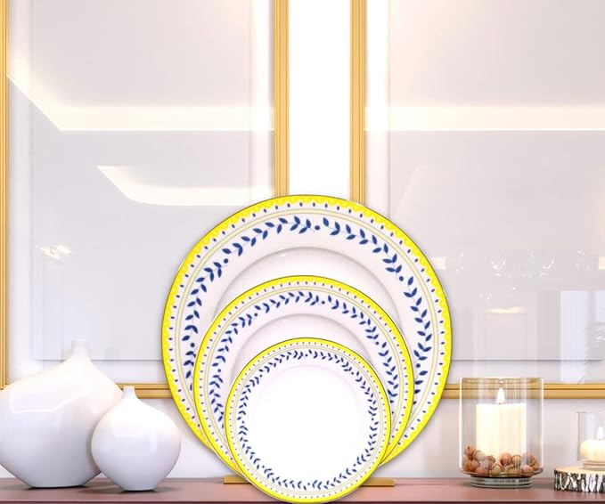 Braque Ceramic Dessert Plates Set of 6, 6-inch Dish Set - Dessert, Salad, Appetizer, Small Dinner Serving Plate-Microwave, Oven & Dishwasher Safe, Scratch Resistant-Kitchen Porcelain Dish-Olive Vine