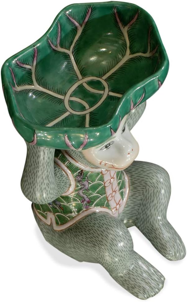 China Furniture Online Porcelain Monkey Chinese Figurine with Lotus Soap Dish