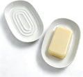 Soap Dish, Ceramic Soap Dish with Marble PatternShower, Soap Saver Tray for Bathroom, Kitchen Sink & Vanity, Multi-Use Holder for Jewelry, Rings, Keys (2 Pack, White)