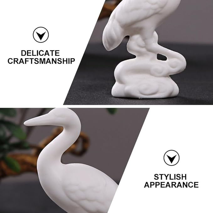 BESPORTBLE Ceramic Crane Figurine White Porcelain Decorative Ornament Stylish Asian Home Décor Accent Delicate Collectible Sculpture for Living Room Display