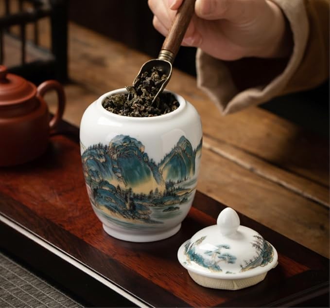 Ginger Jar Decorative Jars Ceramic Ginger Jar Vase Chinoiserie Chinese Style Traditional Porcelain Jars Asian Ginger Jar for Home Storage Jar Apothecary Jars(B)