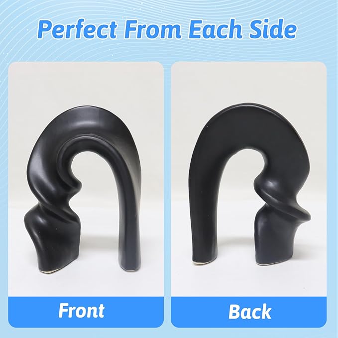 Zerzsy 2 Pack Ceramic Statues Figurine Decor, Modern Abstract Statue and Sculpture for Living Room Bedroom Bookshelf Coffee Table Display, Unique Gift Home Decor - Black White