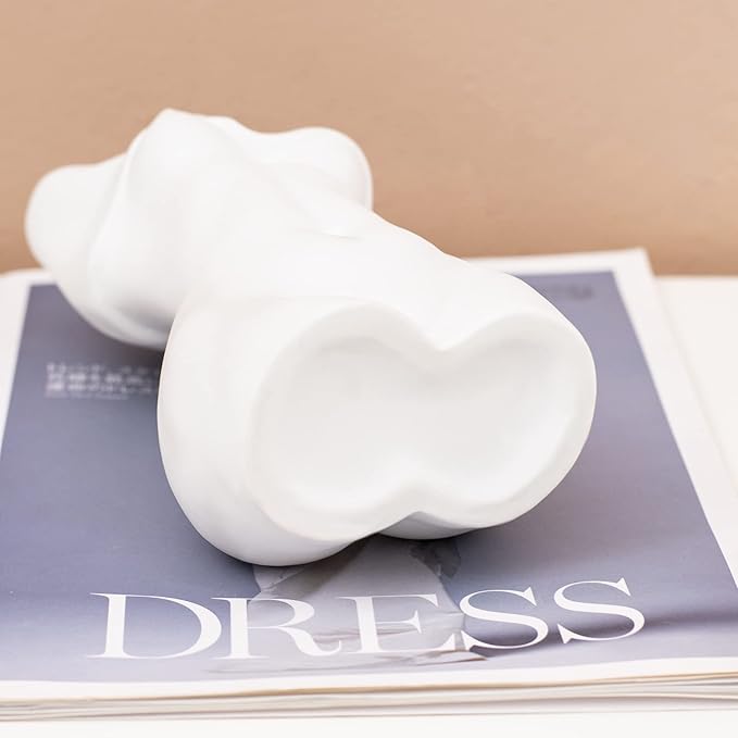 AETVRNI Female Body Vase for Boho Home Decor centerpieces White Ceramic Butt Vase for Bathroom Decor,A