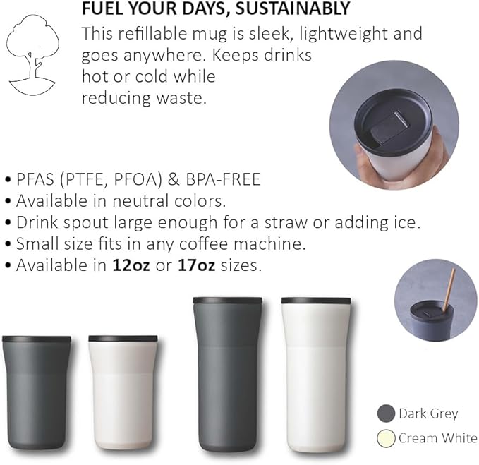 Kyocera 17 oz Ceramic Coated Tumbler with Lid - Cream White