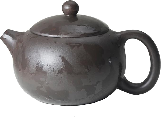 Chinese Clay Teapot 6.7Oz Handmade Xishi Zisha Tea Pot Black Gold Sand Spherical Filter Kungfu Tea Set