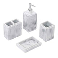 Avanti Linens - Accessory Set, 4pc Set Includes Resin Tumbler, Toothbrush Holder, Soap Dish & Lotion Pump/Soap Dispenser, Marble Home Decor (Catania Collection, Grey)