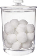 STORi Premium Quality Clear Plastic Makeup and Cotton Ball Holder | 60-oz Apothecary Jar with Lid | Perfect Storage Container to Organize Bathroom and Vanity