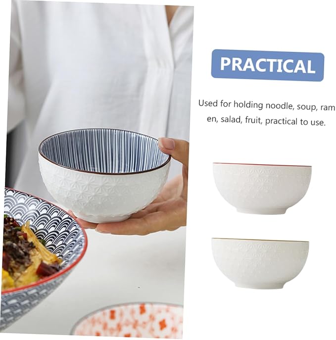 BESPORTBLE Home Bowls Set Ceramic Soup Bowl Easy Clean Heat Resistant for Soup Noodles Fruit Salad