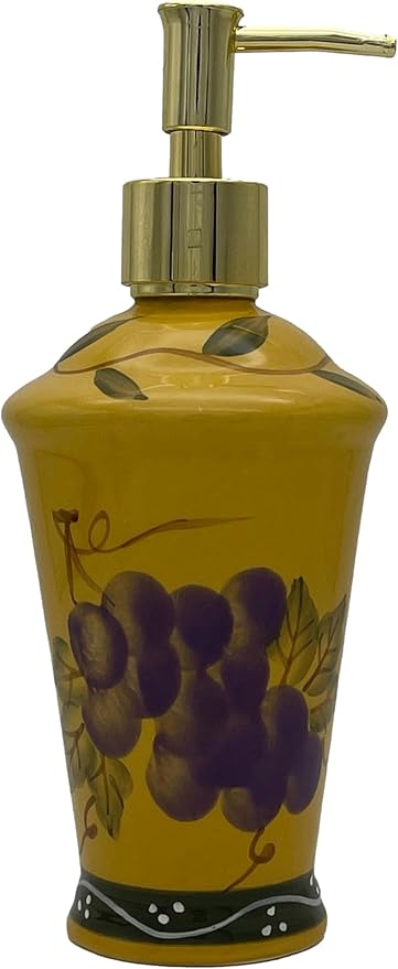 ACK Ceramic Hand Painted Tuscany Fruit Décor Refillable Soap Dispenser,Lotion Jar, Kitchen Décor, Bathroom Décor