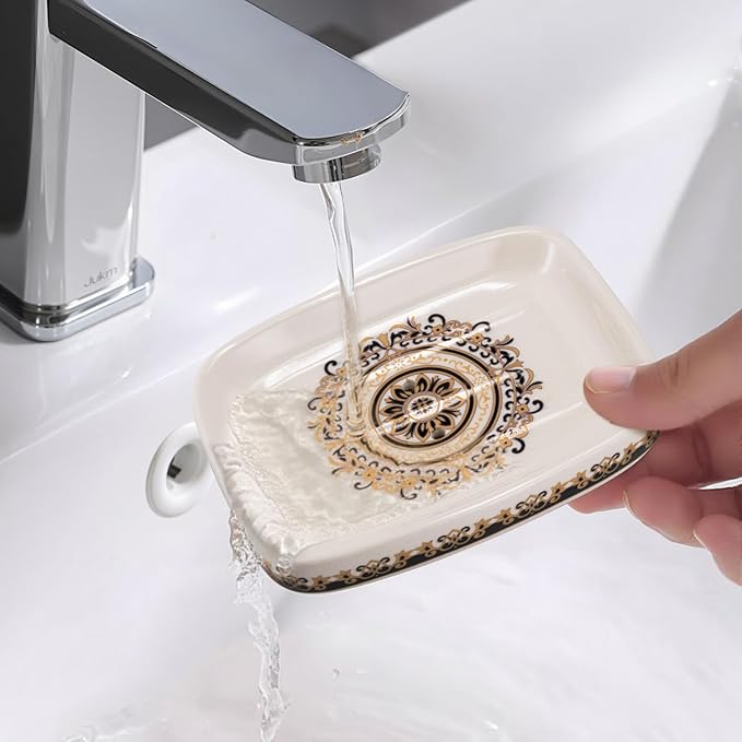 Soap Dish for Shower, Bathroom Flower Soap Holder with Drainage, Anti-Slip Soap Tray, Sponge Utensil Holder for Bathtub, Kitchen, Bathroom Accessories (Blue)