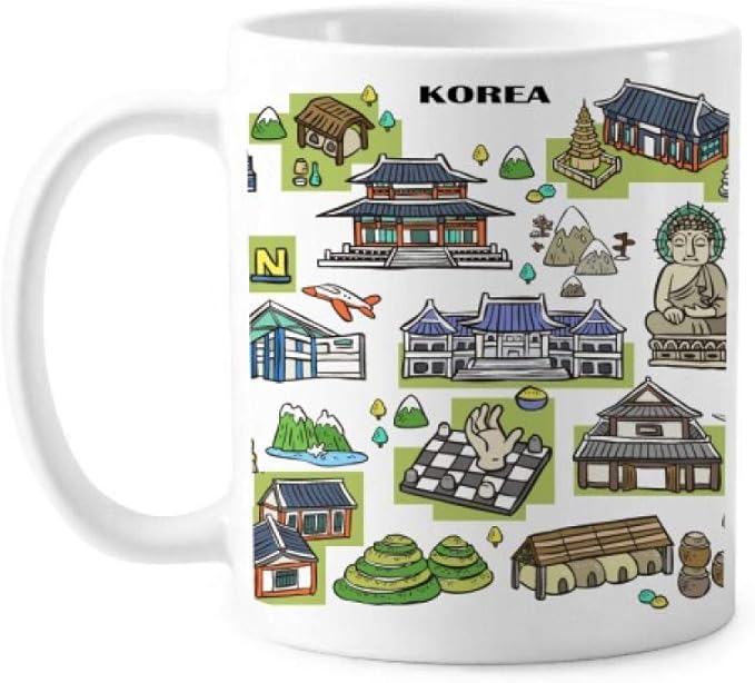 Famous Tourist Attractions in South Korea Mug Pottery Ceramic Coffee Porcelain Cup Tableware