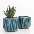 Plant Pot 4 Inch Ceramic Pots, Set of 2 Flower Pots Crackle Glaze Small Planters Pots with Drainage Hole and Mesh Pads for Indoor Outdoor Gardern Pots Succulent, Cactus, Herbs (Green)