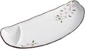 10.8" Half-round Ceramic Japanese Sushi Platter Dumpling Plate with Dipping Saucer for Snack Dessert Salad Fries Gyoza (24Pack, Pink Sakura)