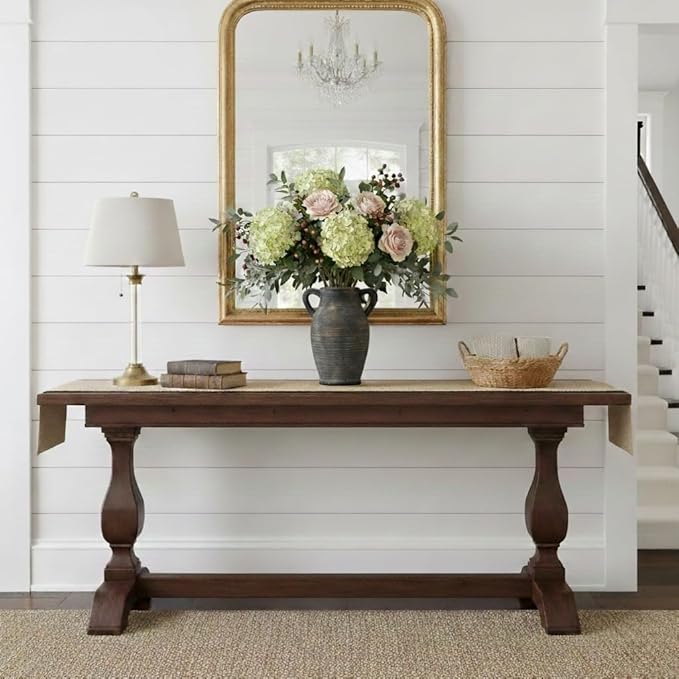 Emotionally Grounded Vase, Vaseking Large Ceramic Rustic Vase with 2 Handles, 9.8 inch Minimalist Decorative Farmhouse Tall Vases for Home Decor, Living Room, Enterway, Table Decoration, Bronze