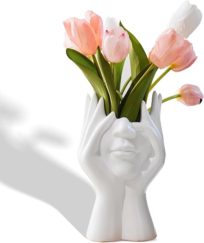 Modern Face Vase – Multipurpose Storage Holder for Makeup Brushes, Pens, Flowers – Abstract Human Art Decor for Office, Desk, Bedroom, and Living Room