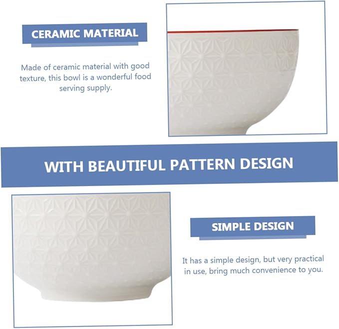 Totority 2pcs Creative Ceramic Noodle and Salad Bowls Elegant Food Serving Dishes for Home Kitchen for Soup Pasta and Fruit Easy to Clean and Store