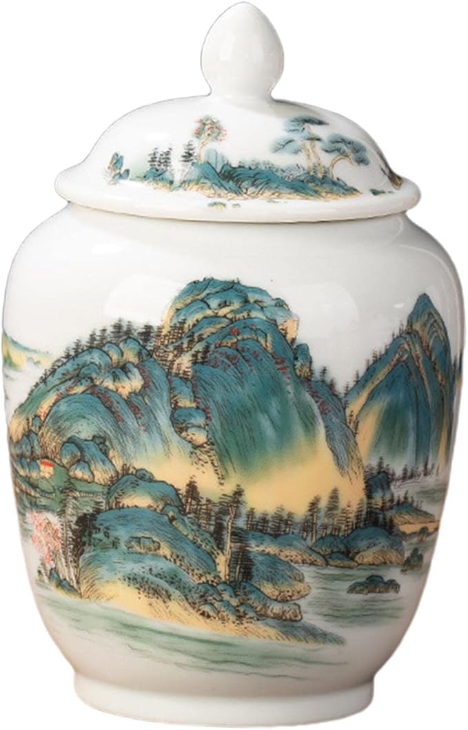 Ceramic Ginger Jar Asian Ginger Jar Decorative Chinoiserie Vase Porcelain Jars for Weddings Wedding Table Decoration, Landscape