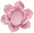 OwnMy 4.5 Inch Ceramic Lotus Flower Tea Light Holder Lotus Petals Candle Holder Candlestick, Votive Flower Tealight Candle Holder Candle Lamps Holder with Gift Box for Home Decor Wedding Party (Pink)