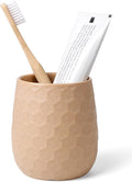 Toothbrush Holder, Tooth Brush Holder for Bathroom - Ceramic Toothbrush Cup Toothbrush Holders Countertop, Khaki Makeup Brush Holder Pen Holder, 3.62" x 3.62" x 3.93", ANTIS'S HOME