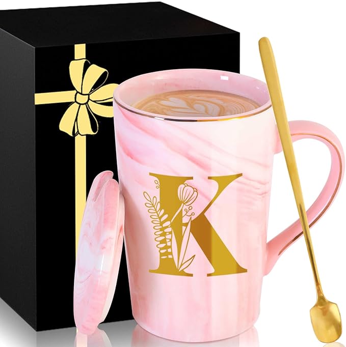 MNZZ Personalized Ceramic Coffee Mug with Lid Tea Cup Mother Day Best Mama Mom Ever from Daughter Son Gifts Christmas Xmas Valentines Birthday Groom Bride Mother In Law Personalized Special Present,K