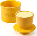 Butter Crock with Lid for Countertop - Ceramic French Butter Dish for Spreadable Soft Butter, Butter Container Holder with a Water Seal, Housewarming Gift, Kitchen and Home Decor, Yellow