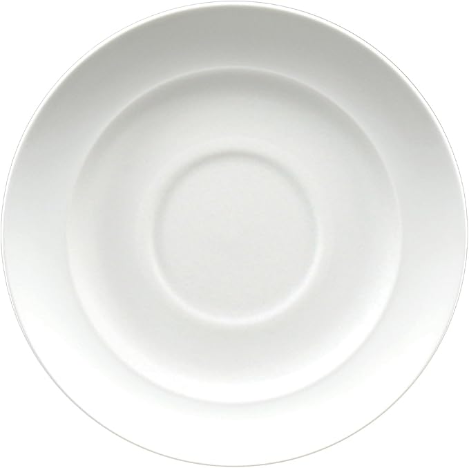 Fortessa Fortaluxe SuperWhite Vitrified China Dinnerware, Cassia 5-Inch Saucer for Stackable Espresso Cup, Set of 6