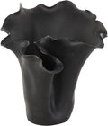 Deco 79 Ceramic Floral Decorative Vase Abstract Floral Inspired Centerpiece Vase, Flower Vase for Home Decoration 10" x 10" x 10", Black