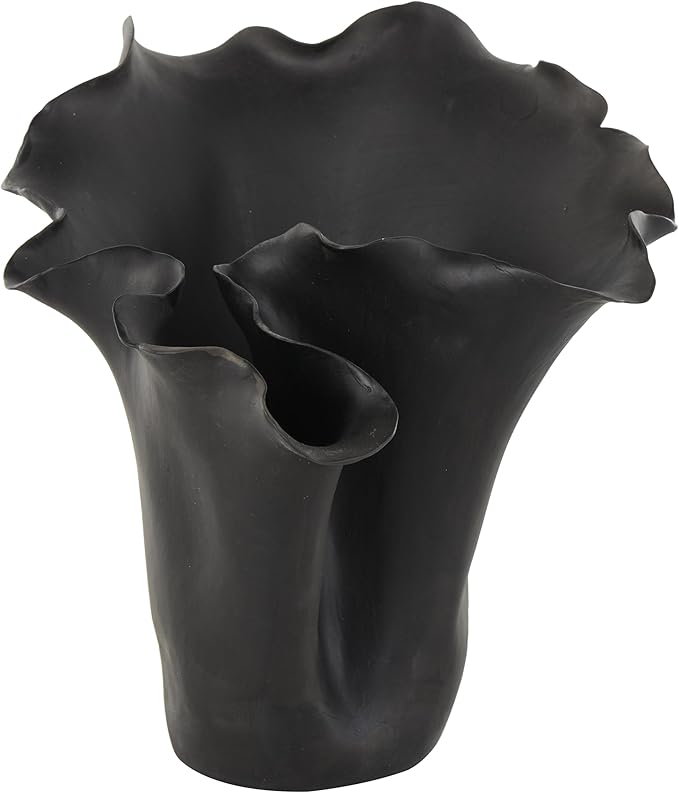 Deco 79 Ceramic Floral Decorative Vase Abstract Floral Inspired Centerpiece Vase, Flower Vase for Home Decoration 10" x 10" x 10", Black