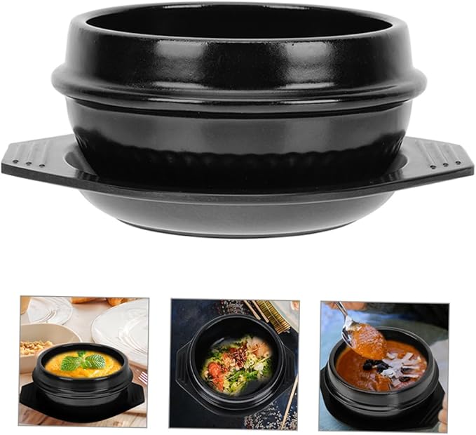 Unomor Korean Stone Pot Ceramic Cooking Pot Stewing Casserole Bibimbap Stove Top Non Toxic Easy to Clean Home Restaurant