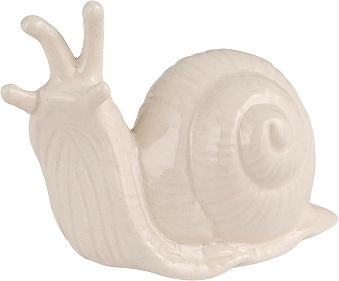 Creative Co-Op Stoneware Figurine Snails Accent Decor, Set of 6 Pieces, White