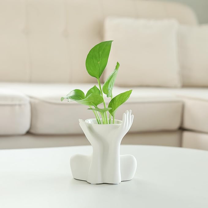 Elegant Hands Ceramic Vase – Modern Abstract Sculpture Planter for Home & Office Décor – Minimalist Art Piece for Flowers, Succulents, or Standalone Accent Decoration