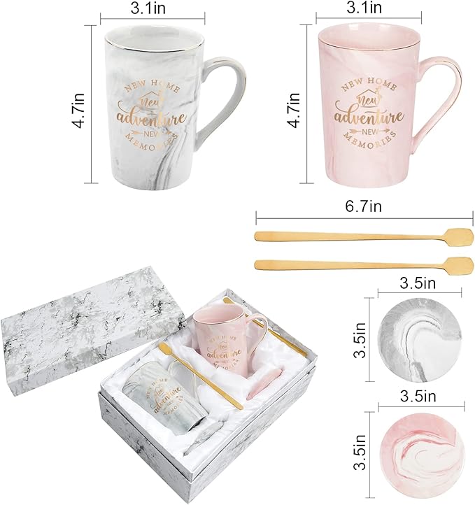 Maustic House Warming Gifts New Home, New Home Gift Ideas for Women Men Couple, Housewarming Gifts, Closing Gift for House Buyers, First Apartment Essentials, 14 Oz Pink & Gray