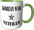 3dRose Korean War Veteran, Black and White 11oz Two-Tone Green Mug