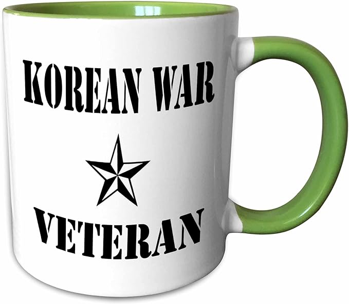 3dRose Korean War Veteran, Black and White 11oz Two-Tone Green Mug