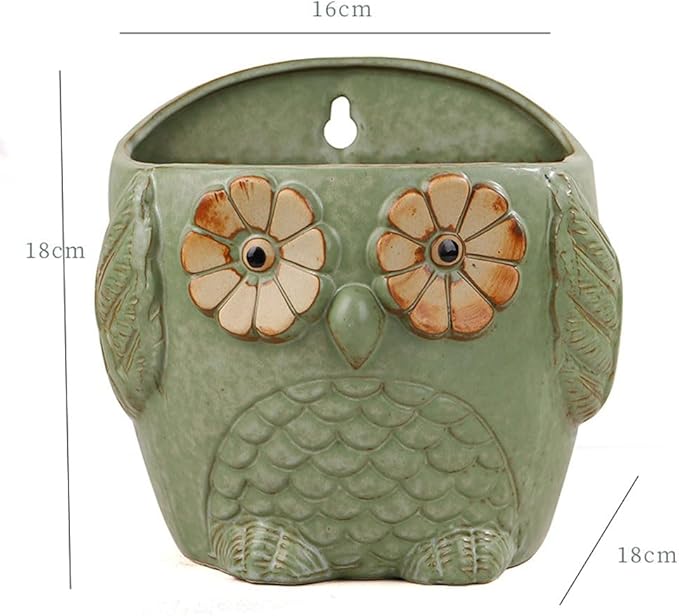 7Inch Ceramic Owl Wall Planter Hanging Planter Flower Planter Succulent Pot Indoor Outdoor Garden Pots Large Ideal Gifts for Women, Mom or Birthdays