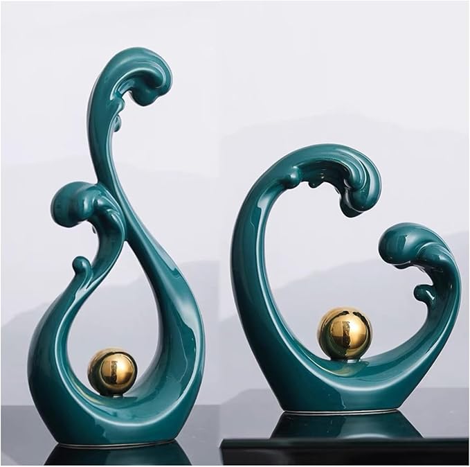 Sculptures Statues Sculpture Decoration White, Modern Abstract Art Sculptures Decoration, Office, Apartment Statues and Sculptures, Ceramic, White (Green Grün)