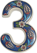 Large Ceramic Housewarming Sign Ceramic Address Plaque House Numbers Sign Door Personalized Coloured Decorative Hand Decoratede Housewarming Gifts Tulip Design 12 * 9 cm (Navy Blue, 3)