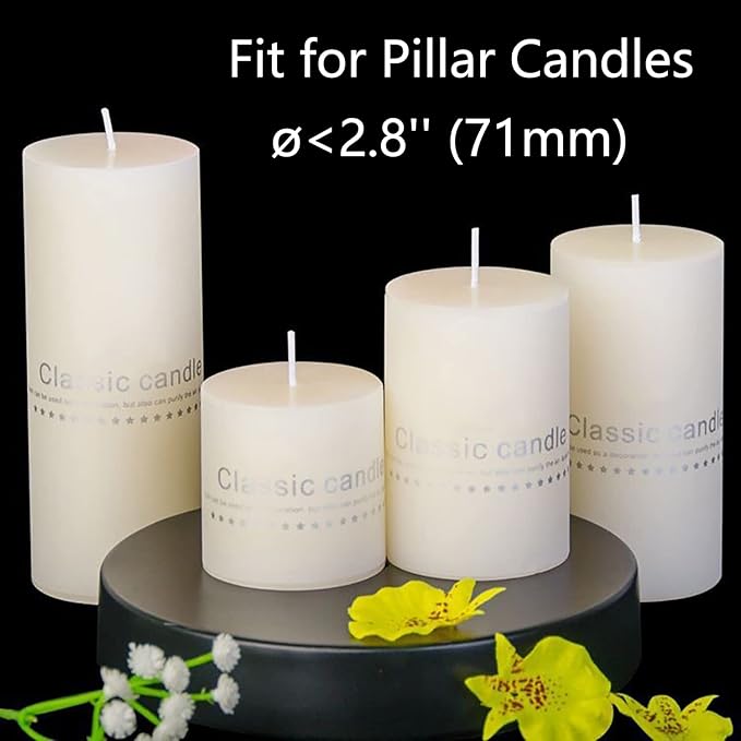 Pillar Candle Holders Stands Set of 2, Candle Holders for Pillar Candles Decorative Candlestick Holder for Fireplace, Home Decor, Dinning, Party, Wedding, Matte Black, 8.7'' - 2Pack
