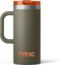 RTIC 16oz Road Trip Travel Mug with Lid and Handle, Ceramic Lined, Insulated, Stainless Steel, Metal, Double Wall Vacuum-Insulation, Portable Coffee, Tea Cup for Hot and Cold Drink, Trailblazer