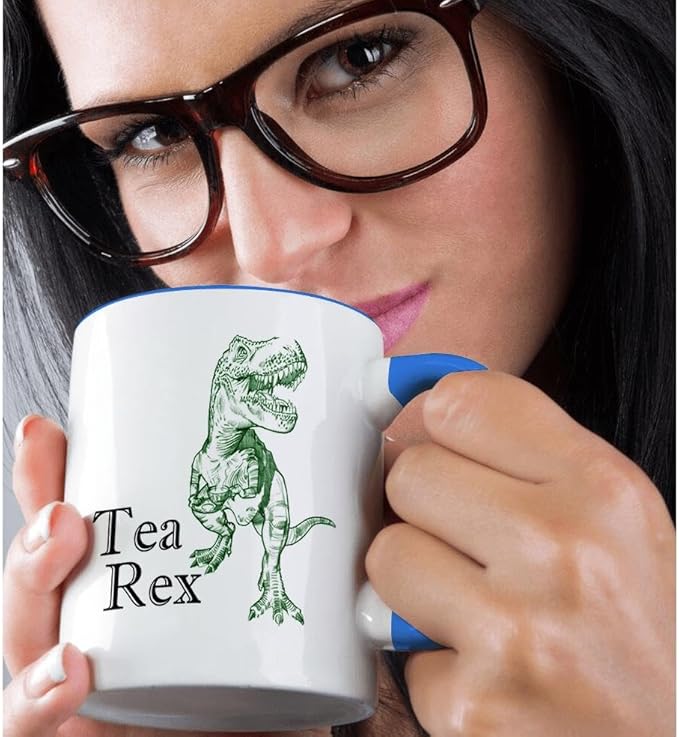 3dRose Tea Rex. 15oz Two-Tone Blue Mug