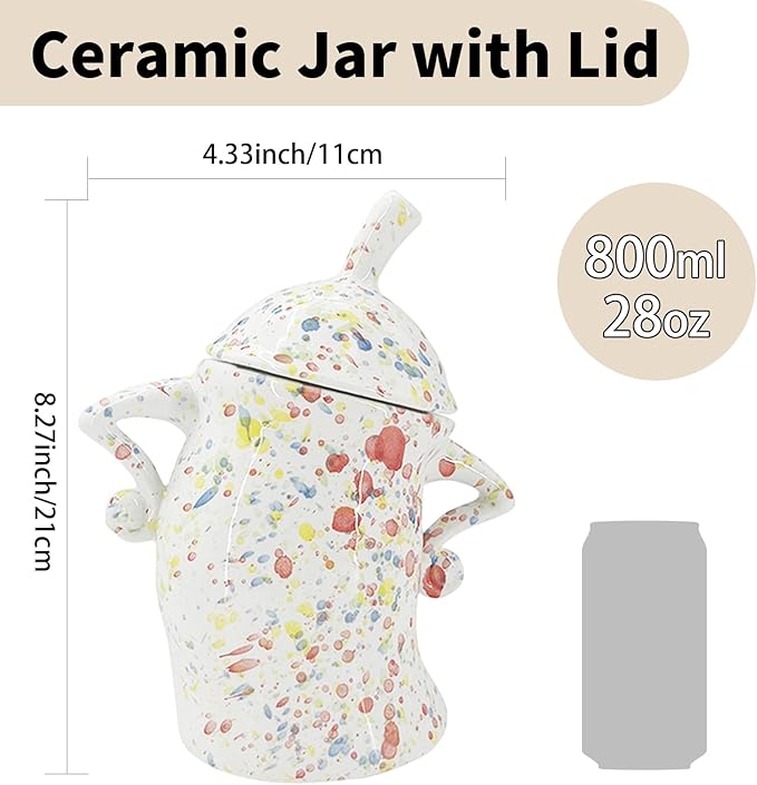 Ceramic Canister with Attitude 28oz, Spice Jars with Airtight Seal Lid for Food Storage, Colorful Decorative Kitchen Container for Coffee Beans, Tea, Sugar, Salts, Spice and More (800ml)