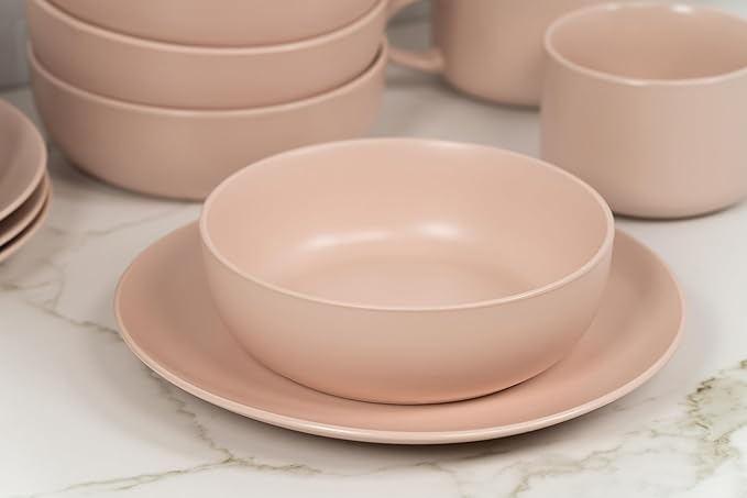 10 Strawberry Street Wazee Matte Coupe Dinnerware, Bowl, Blush, Set of 6
