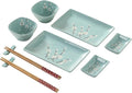 10 pcs Japanese Sushi Plate Sets Serving Platters and Trays for Entertaining Sushi Dishes Set Plates Sushi Plates Traditional Cuisine Dinnerware Sets with Chopsticks Blue Plum