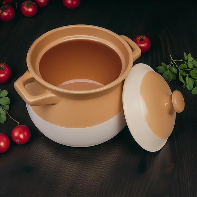 Clay Pot for Cooking with Lid Ceramic Cooking Pot Ceramic Cookware Heat-Resistant Casserole Dish with Lid Korean Stone Pot Cookware for Cooking Hot Pot Soup Meat Rice,3.5L