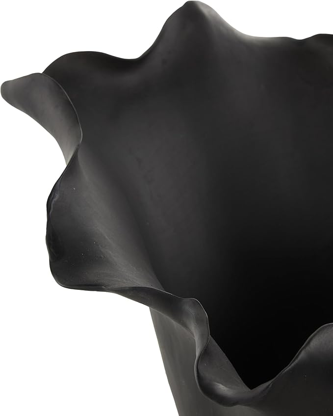 Deco 79 Ceramic Floral Decorative Vase Abstract Floral Inspired Centerpiece Vase, Flower Vase for Home Decoration 10" x 10" x 10", Black