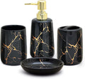 CERBIOR Bathroom Accessories Set,4 Pcs Ceramic Bathroom Decor Accessory,Includes Toothbrush Holder, Toothbrush Cup, Soap Dish for Decorative Countertop and Housewarming Gift(Black 4pcs)